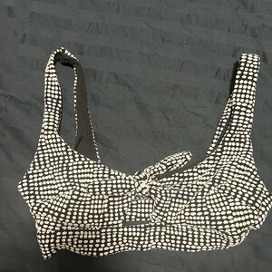 Aerie Tie-Front Black and White Polka Dot Bikini Top
